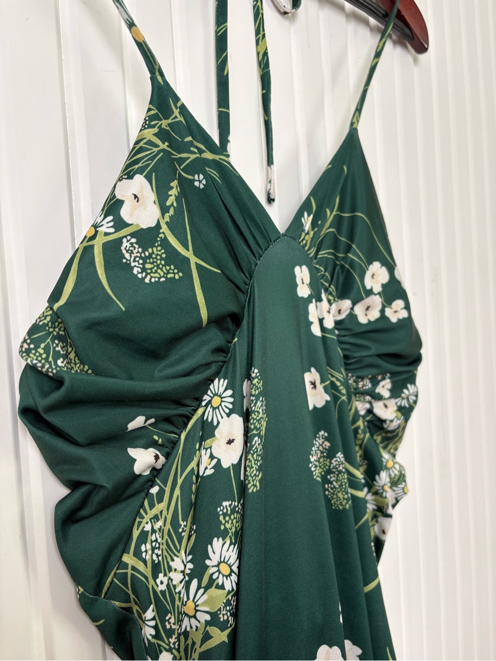 Parthea Floral Satin Slip Maxi Dress M Lace Up Open Back Summer Wedding Guest - Picture 6 of 14